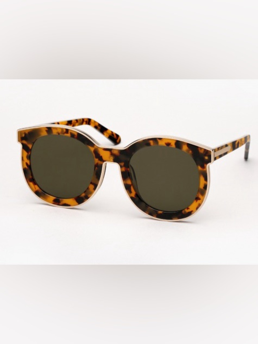 Karen Walker  Super Spaceship  Tortoiseshell Round Sunglasses with Dark Lenses